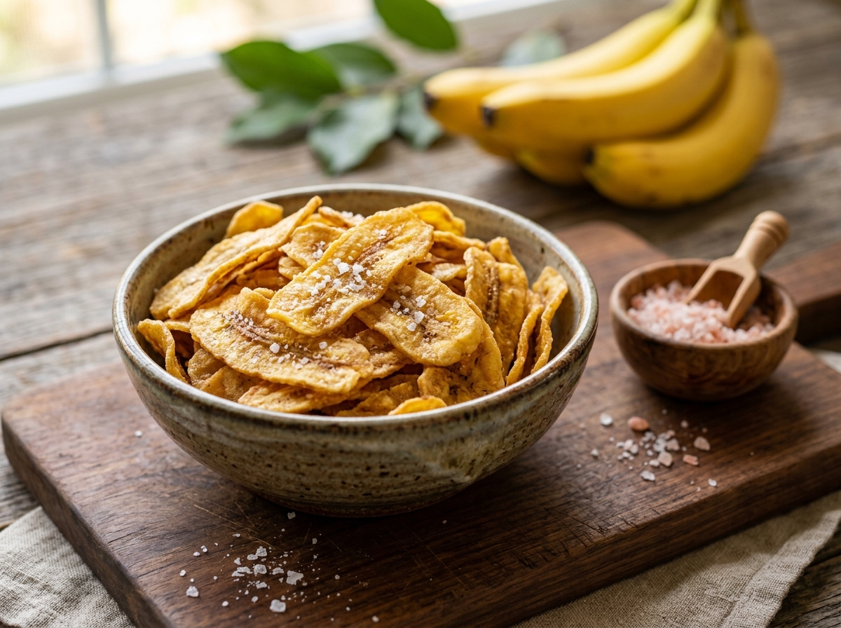 Bowl of Golden Banana Chips